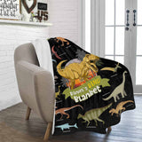 Custom Name Fleece Cartoon Dinosaur Blanket II19