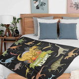 Custom Name Fleece Cartoon Dinosaur Blanket II19