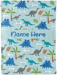 Custom Name Cartoon Dinosaur Blanket III11