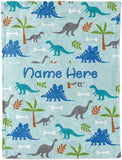 Custom Name Cartoon Dinosaur Blanket III11