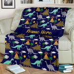 Custom Name Fleece Cartoon Blanket I15 - Dinosaur